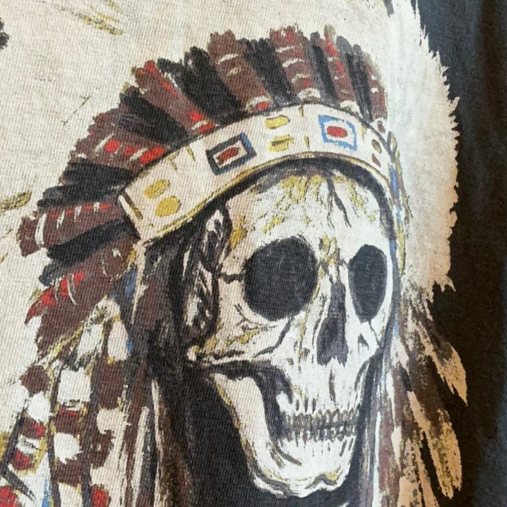 Yeezy Black Graphic Tee with Skull Headdress Print vtg - Picture 6 of 10